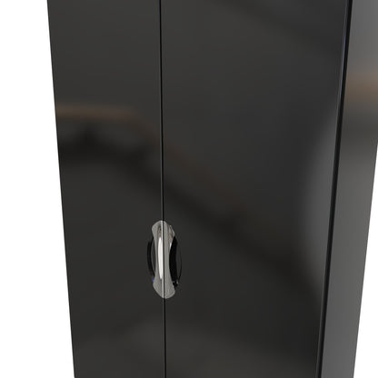 Camden Tall Wardrobe Black 2 Doors 2 Drawers 182cm