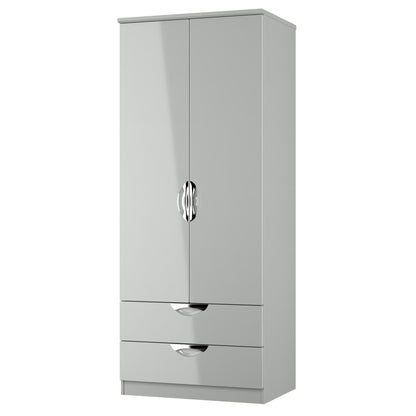 Camden Tall Wardrobe Grey 2 Doors 2 Drawers 182cm