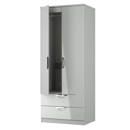 Camden Tall Wardrobe Grey 2 Doors 2 Drawers 182cm
