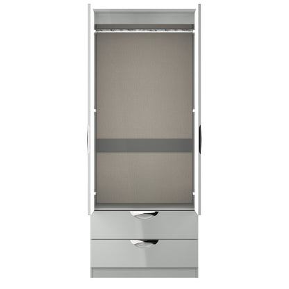 Camden Tall Wardrobe Grey 2 Doors 2 Drawers 182cm