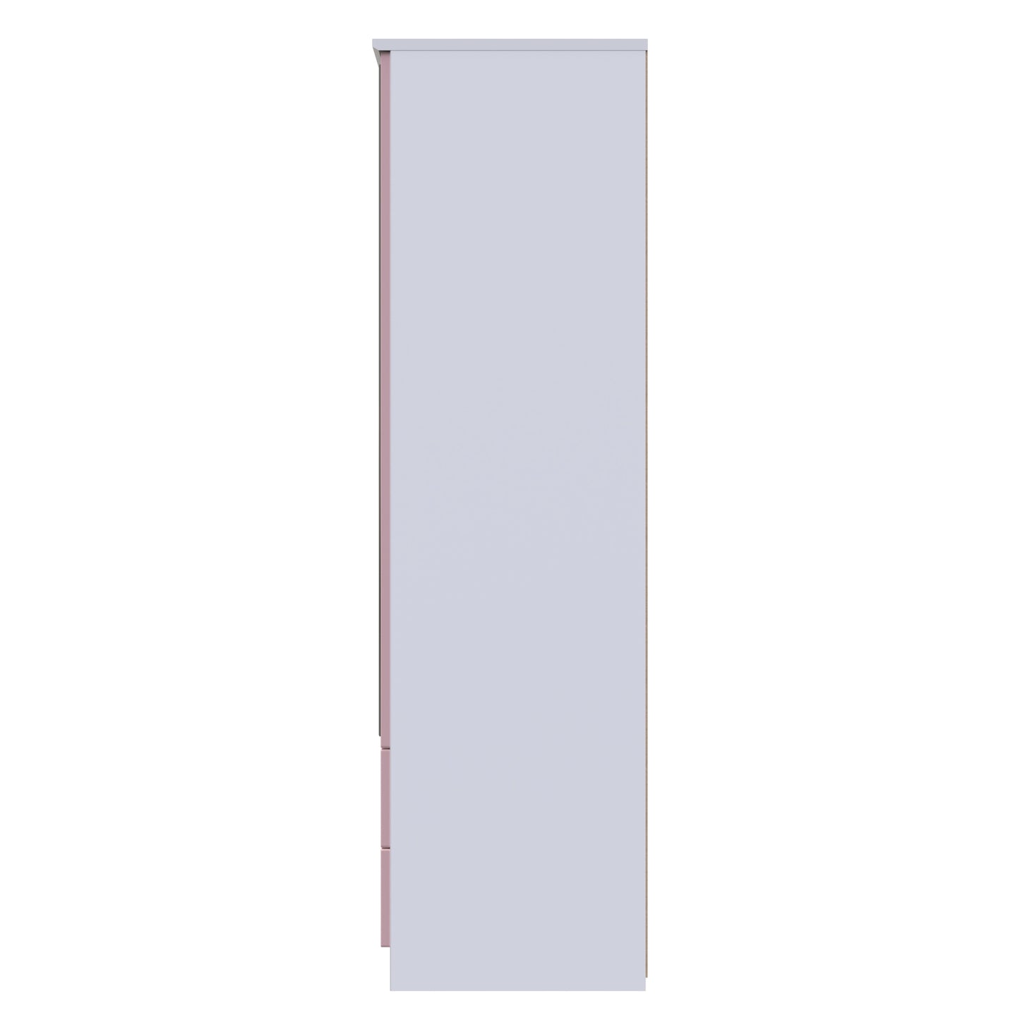 Camden Tall Mirror Wardrobe Pink & White 2 Doors 2 Drawers 182cm
