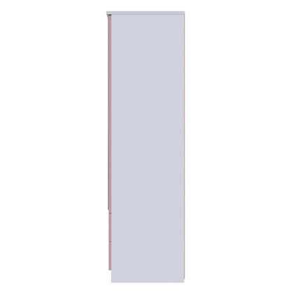 Camden Tall Mirror Wardrobe Pink & White 2 Doors 2 Drawers 182cm