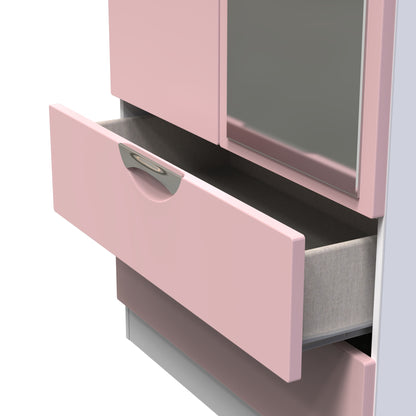Camden Tall Mirror Wardrobe Pink & White 2 Doors 2 Drawers 182cm