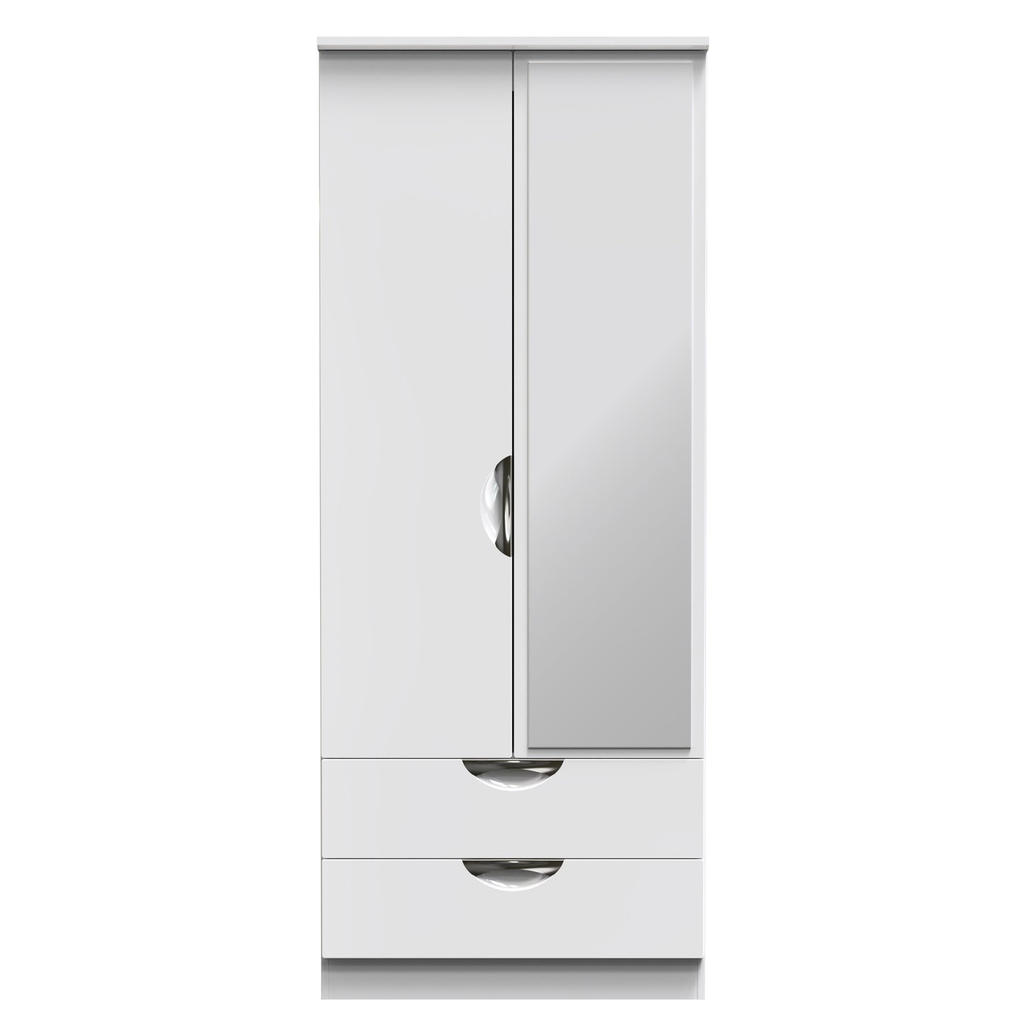 Camden Tall Mirror Wardrobe White 2 Doors 2 Drawers 182cm