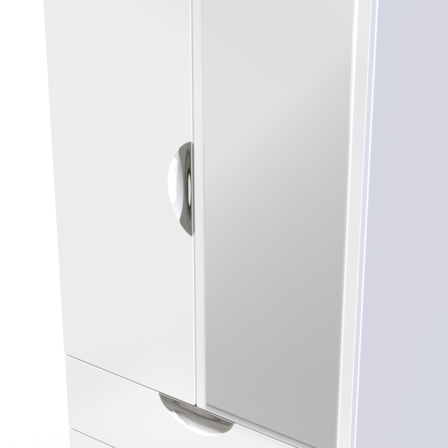 Camden Tall Mirror Wardrobe White 2 Doors 2 Drawers 182cm