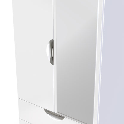 Camden Tall Mirror Wardrobe White 2 Doors 2 Drawers 182cm