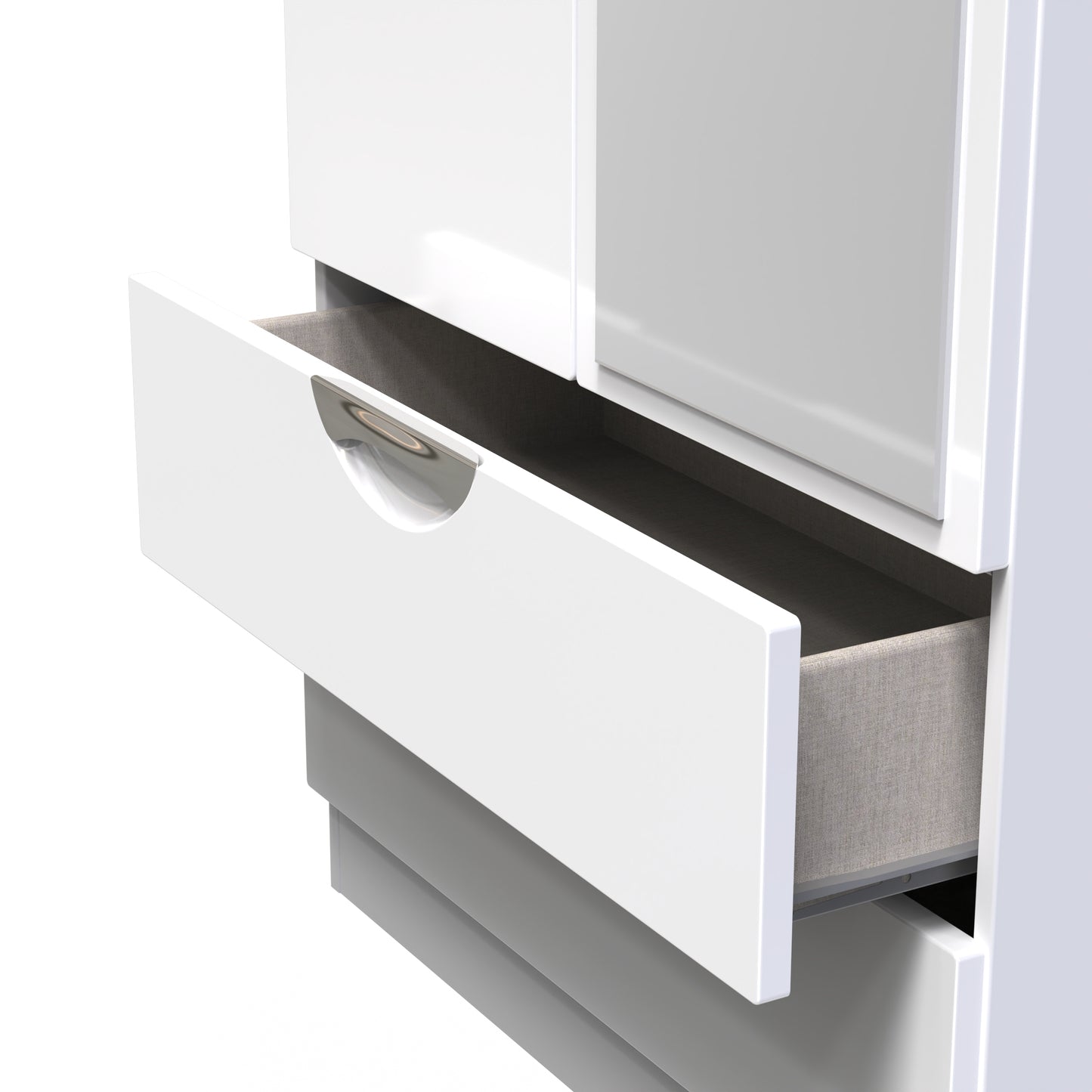 Camden Tall Mirror Wardrobe White 2 Doors 2 Drawers 182cm