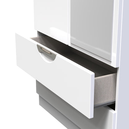 Camden Tall Mirror Wardrobe White 2 Doors 2 Drawers 182cm