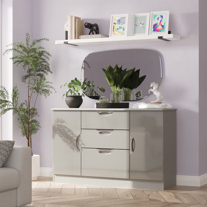 Camden Large Sideboard Grey 2 Doors 2 Shelves 3 Drawers 128cm