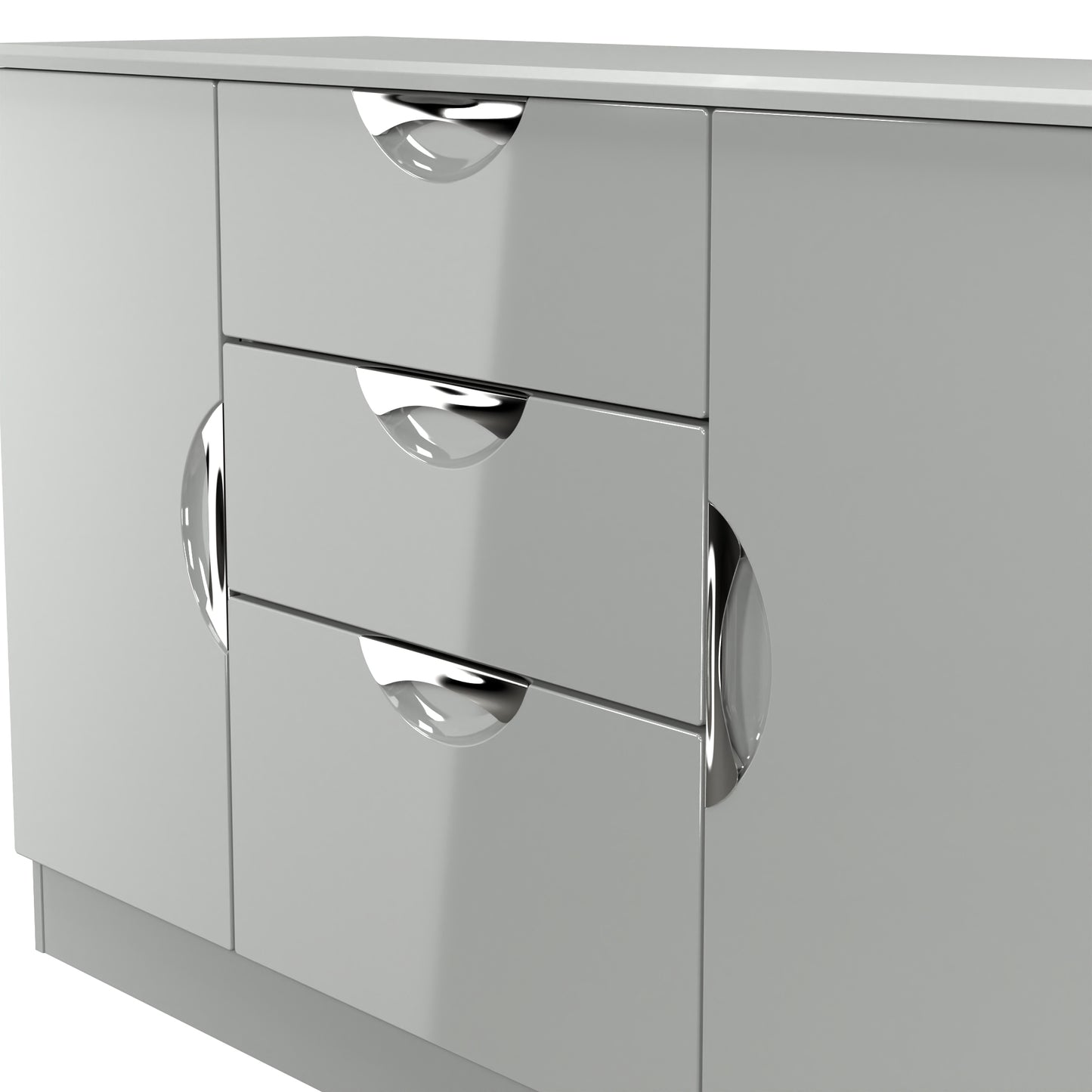 Camden Large Sideboard Grey 2 Doors 2 Shelves 3 Drawers 128cm