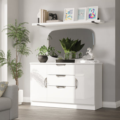 Camden Large Sideboard White 2 Doors 3 Drawers 128cm