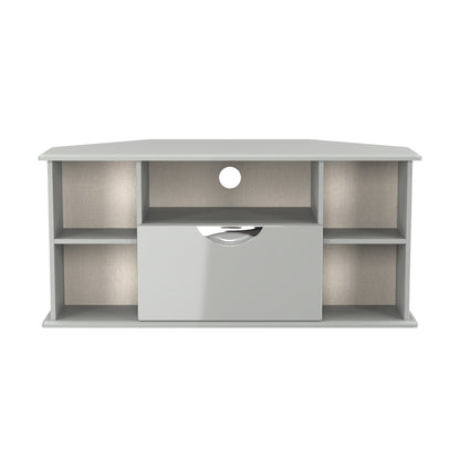 Camden Corner Corner TV Unit Grey 5 Shelves 1 Drawer 112cm