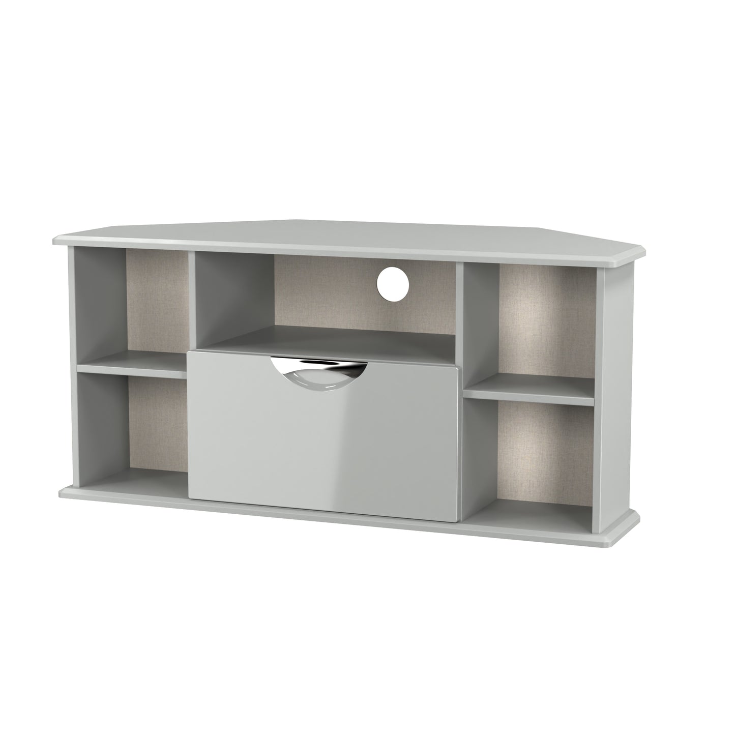Camden Corner Corner TV Unit Grey 5 Shelves 1 Drawer 112cm