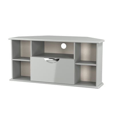 Camden Corner Corner TV Unit Grey 5 Shelves 1 Drawer 112cm