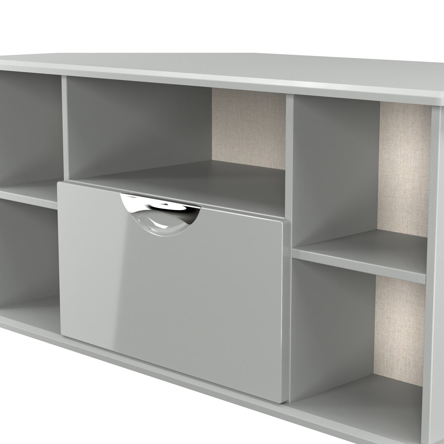 Camden Corner Corner TV Unit Grey 5 Shelves 1 Drawer 112cm