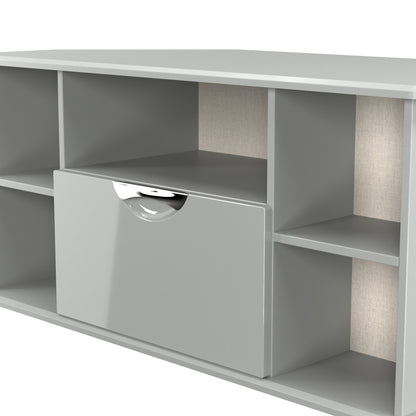 Camden Corner Corner TV Unit Grey 5 Shelves 1 Drawer 112cm