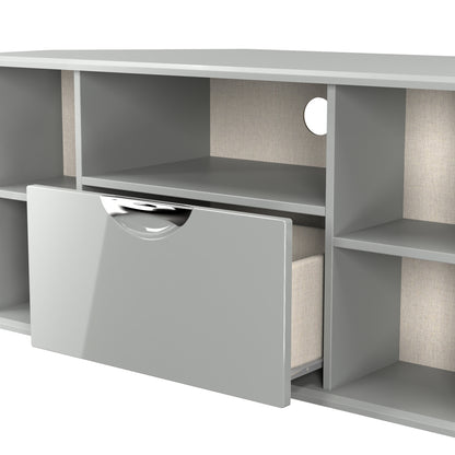 Camden Corner Corner TV Unit Grey 5 Shelves 1 Drawer 112cm