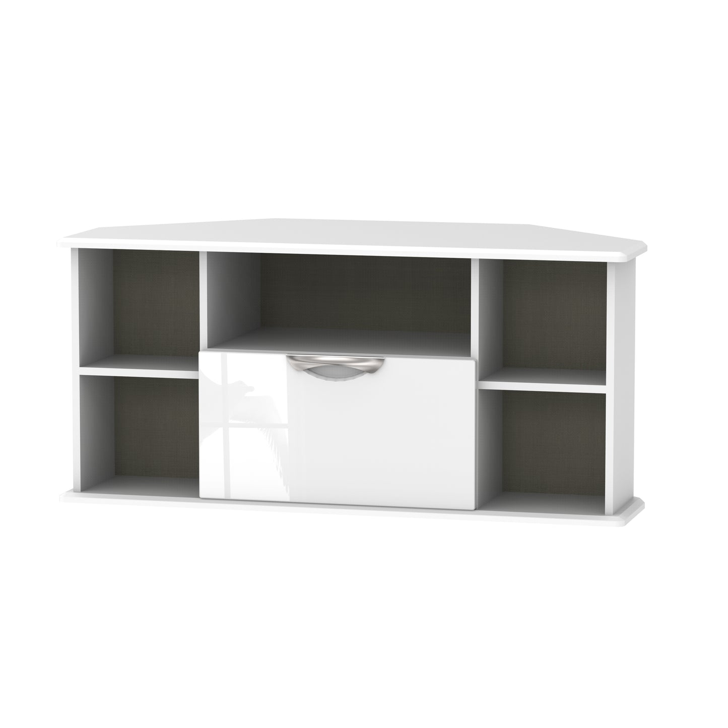 Camden Corner TV Unit White 5 Shelves 1 Drawer 112cm