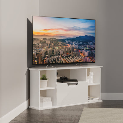 Camden Corner TV Unit White 5 Shelves 1 Drawer 112cm