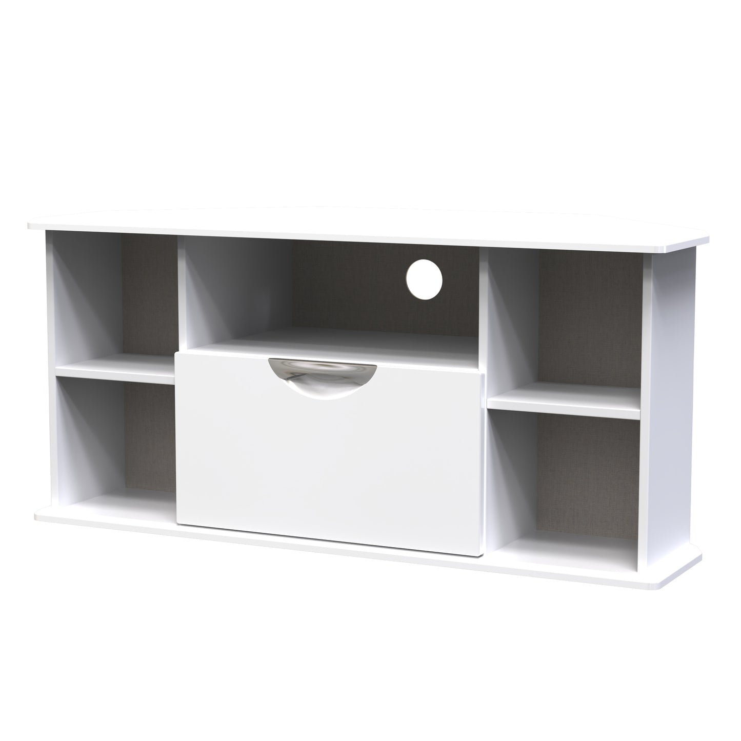 Camden Corner TV Unit White 5 Shelves 1 Drawer 112cm