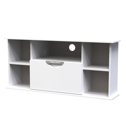 Camden Corner TV Unit White 5 Shelves 1 Drawer 112cm