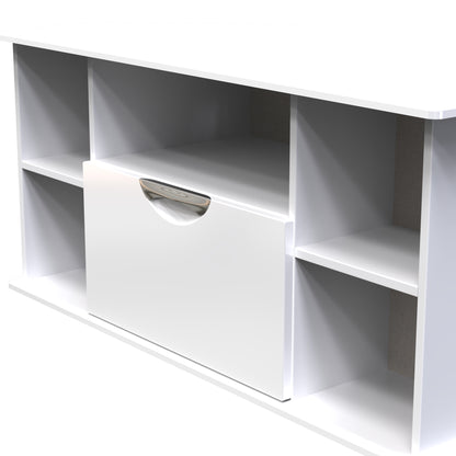 Camden Corner TV Unit White 5 Shelves 1 Drawer 112cm