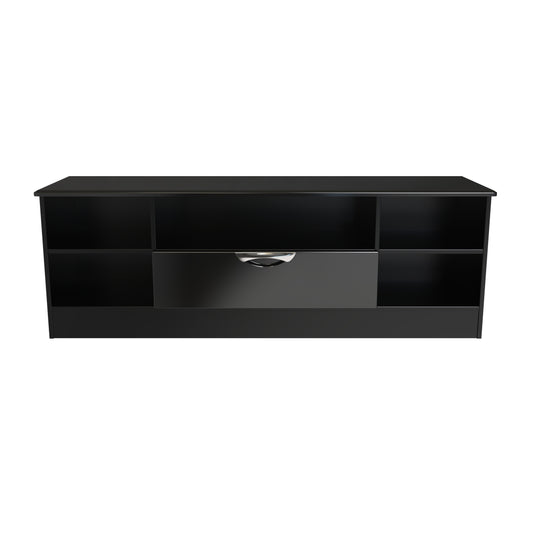 Camden TV Unit Black 5 Shelves 1 Drawer 146cm