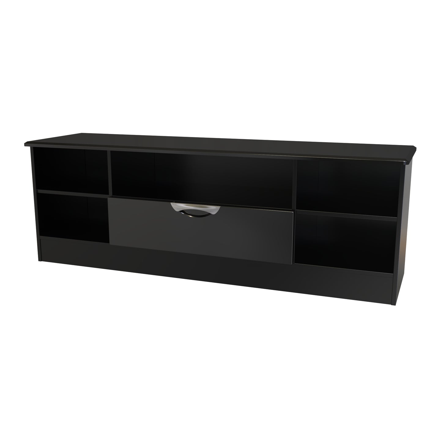 Camden TV Unit Black 5 Shelves 1 Drawer 146cm