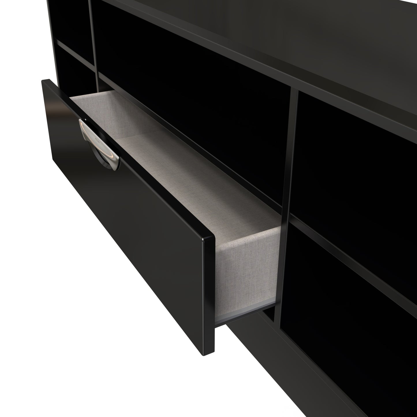 Camden TV Unit Black 5 Shelves 1 Drawer 146cm