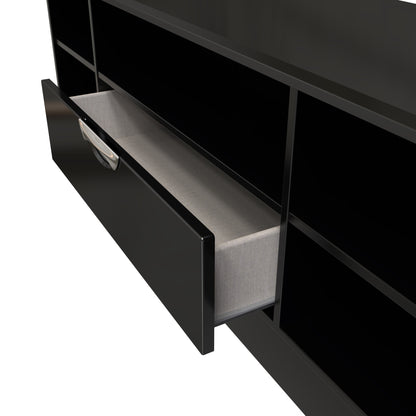Camden TV Unit Black 5 Shelves 1 Drawer 146cm