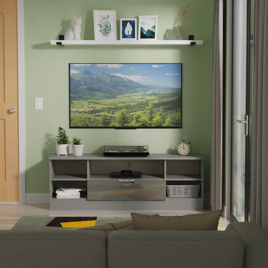 Camden Cupboard Grey 5 Shelves 1 Drawer 146cm