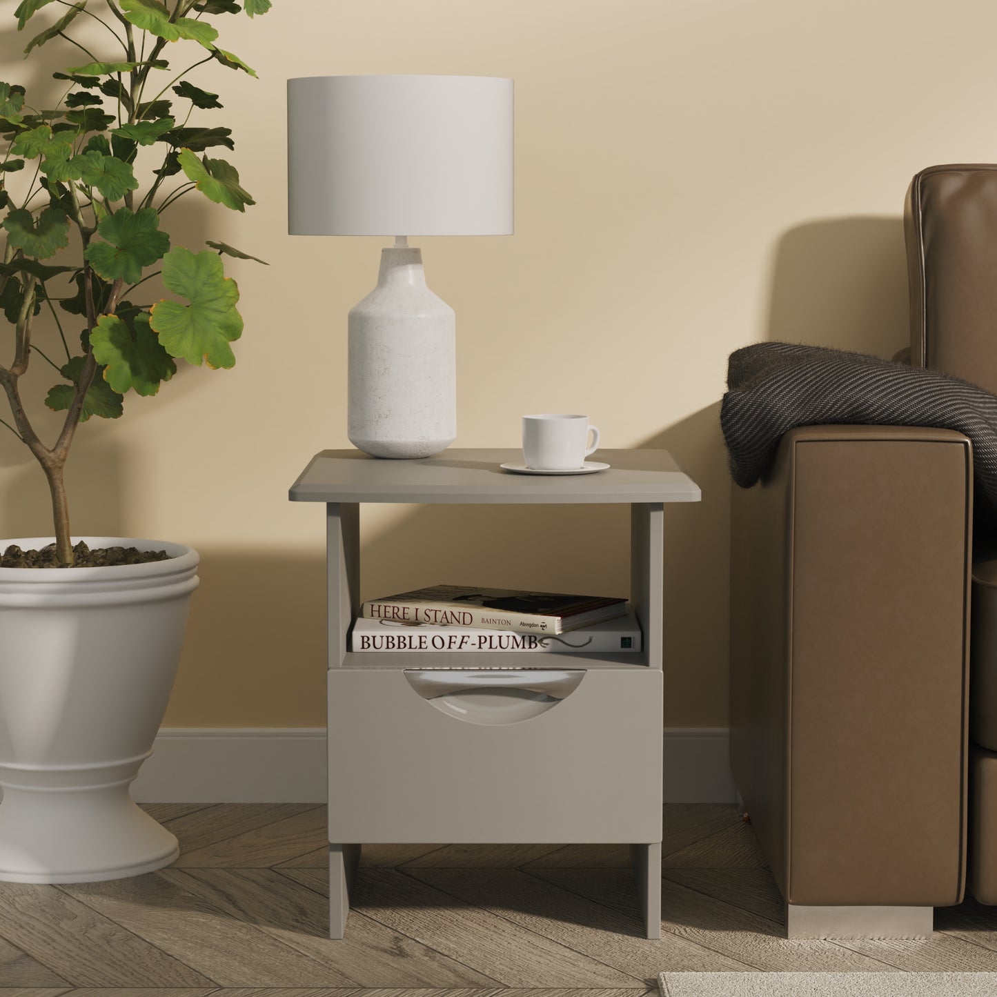 Camden Side Table Grey 1 Shelf 1 Drawer 50cm