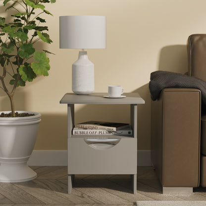 Camden Side Table Grey 1 Shelf 1 Drawer 50cm