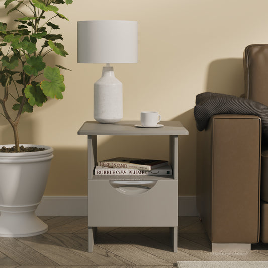 Camden Side Table Grey 1 Shelf 1 Drawer 50cm
