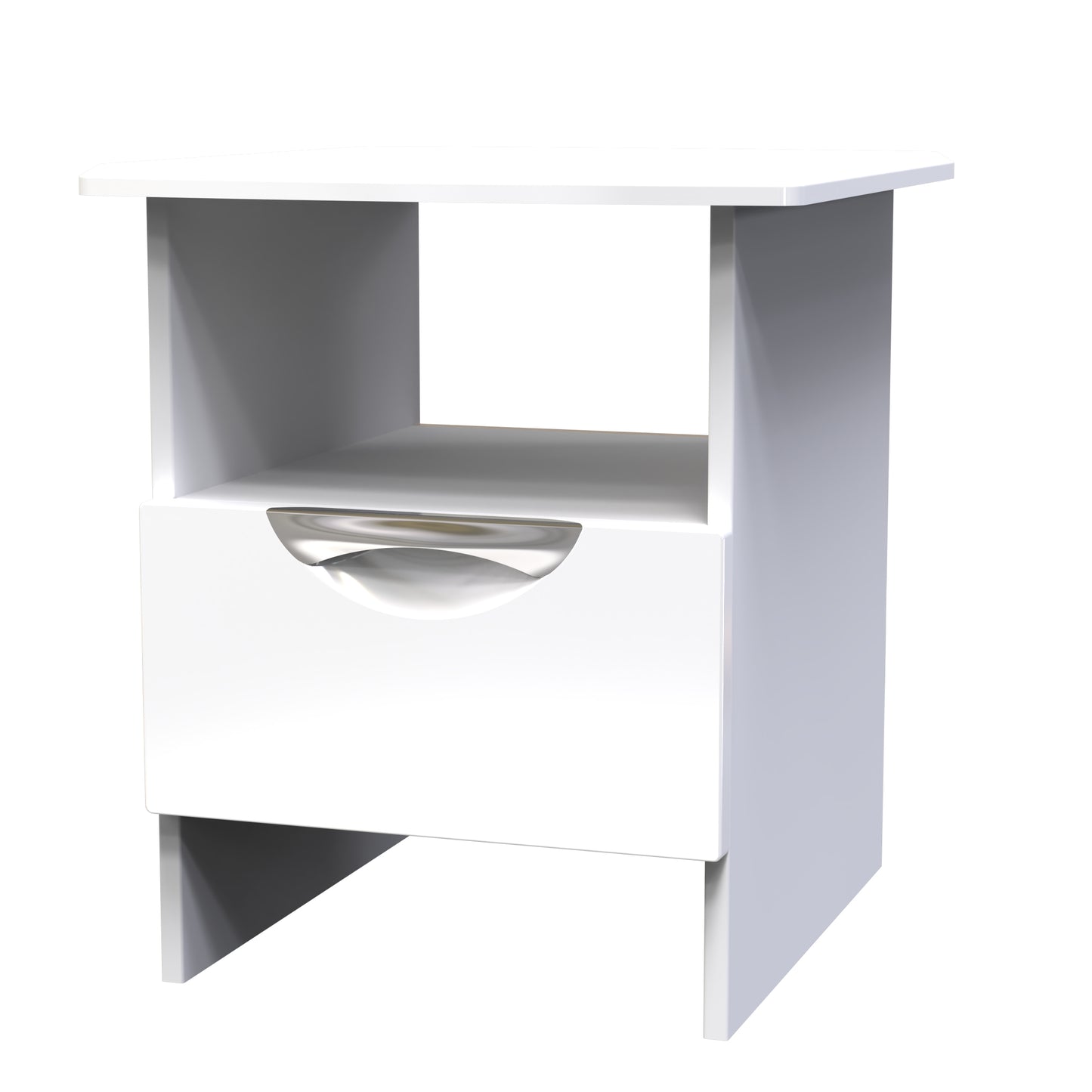 Camden Side Table White 1 Shelf 1 Drawer 50cm