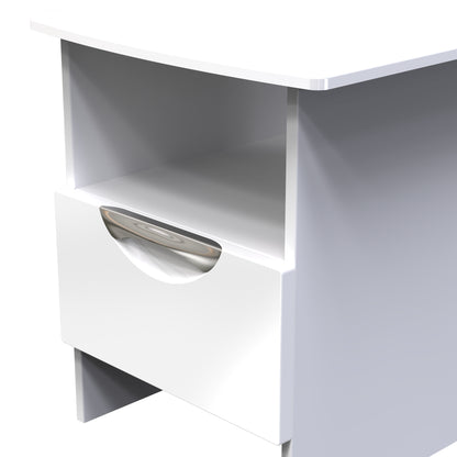 Camden Side Table White 1 Shelf 1 Drawer 50cm