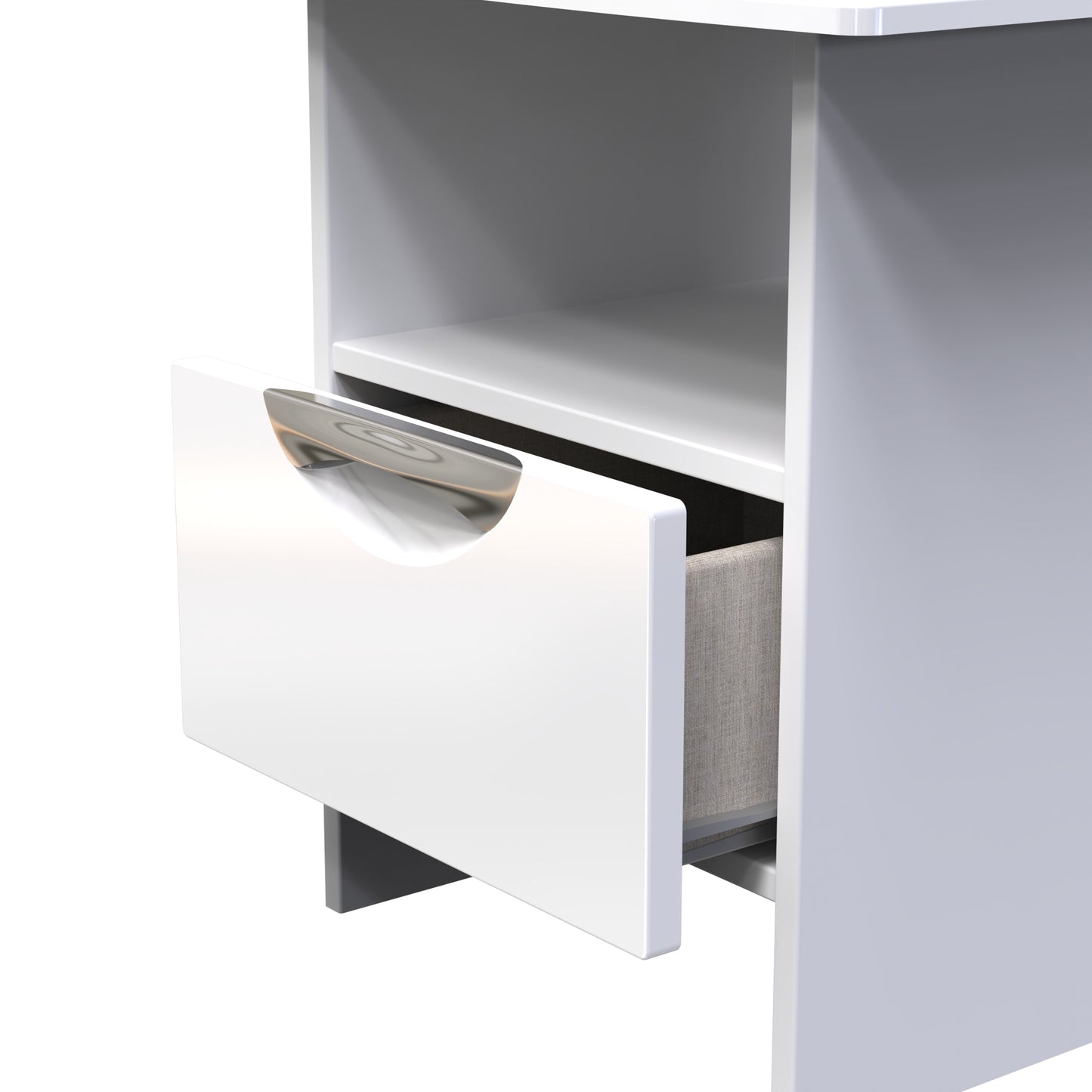 Camden Side Table White 1 Shelf 1 Drawer 50cm