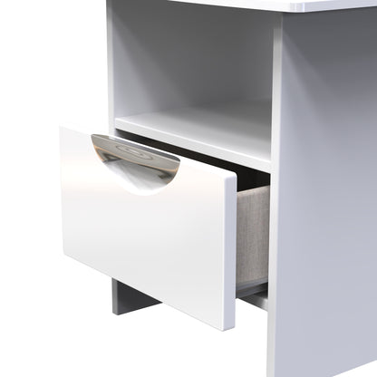 Camden Side Table White 1 Shelf 1 Drawer 50cm