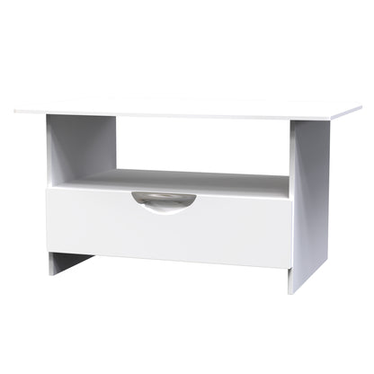 Camden Coffee Table White 1 Shelf 1 Drawer 93cm