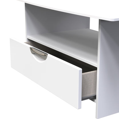 Camden Coffee Table White 1 Shelf 1 Drawer 93cm