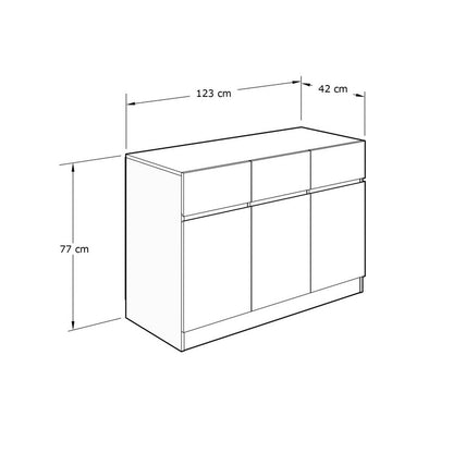 Catania Side Table Dark Brown 3 Shelves 3 Drawers 3 Doors