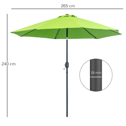 2.7M Patio Sun Umbrella Parasol Tilt Shade Shelter Canopy Aluminium Frame Light Green