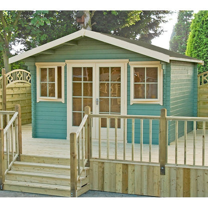 Shire Clipstone 11' 9" x 13' 8" Apex Log Cabin - Premium 34mm Cladding Tongue & Groove