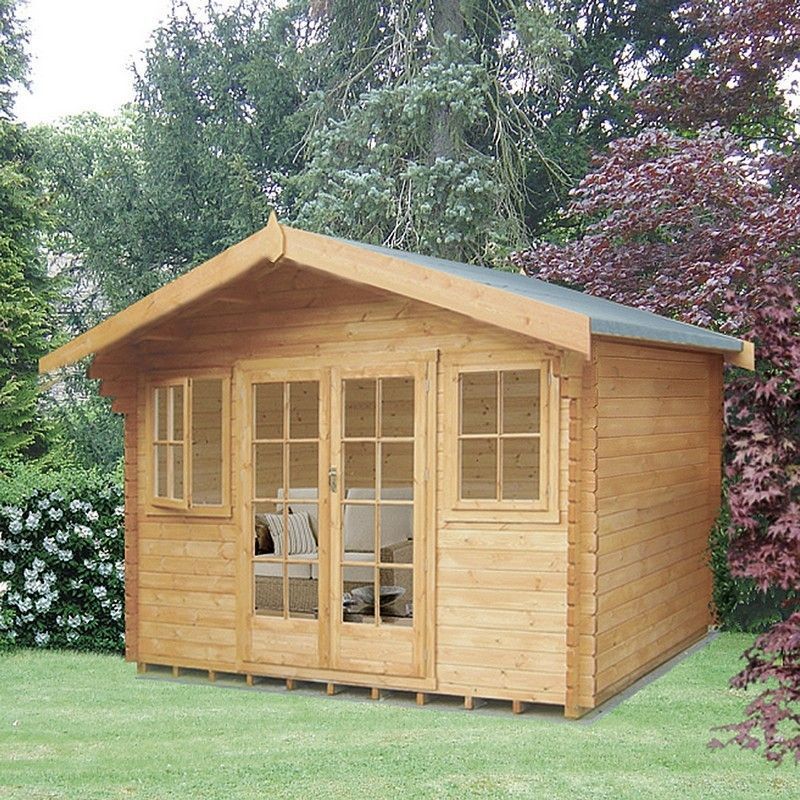 Clipstone 13 8" x 9 9" Apex Log Cabin Premium 44mm Cladding Tongue & Groove