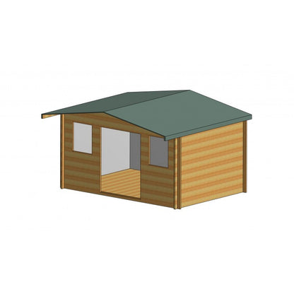Shire Clipstone 13' 8" x 9' 9" Apex Log Cabin - Premium 34mm Cladding Tongue & Groove