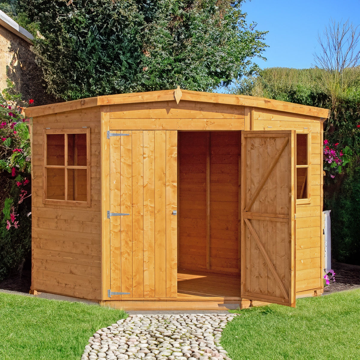 Corner 7 1" x 7 4" Flat Shed Premium Dip Treated Shiplap