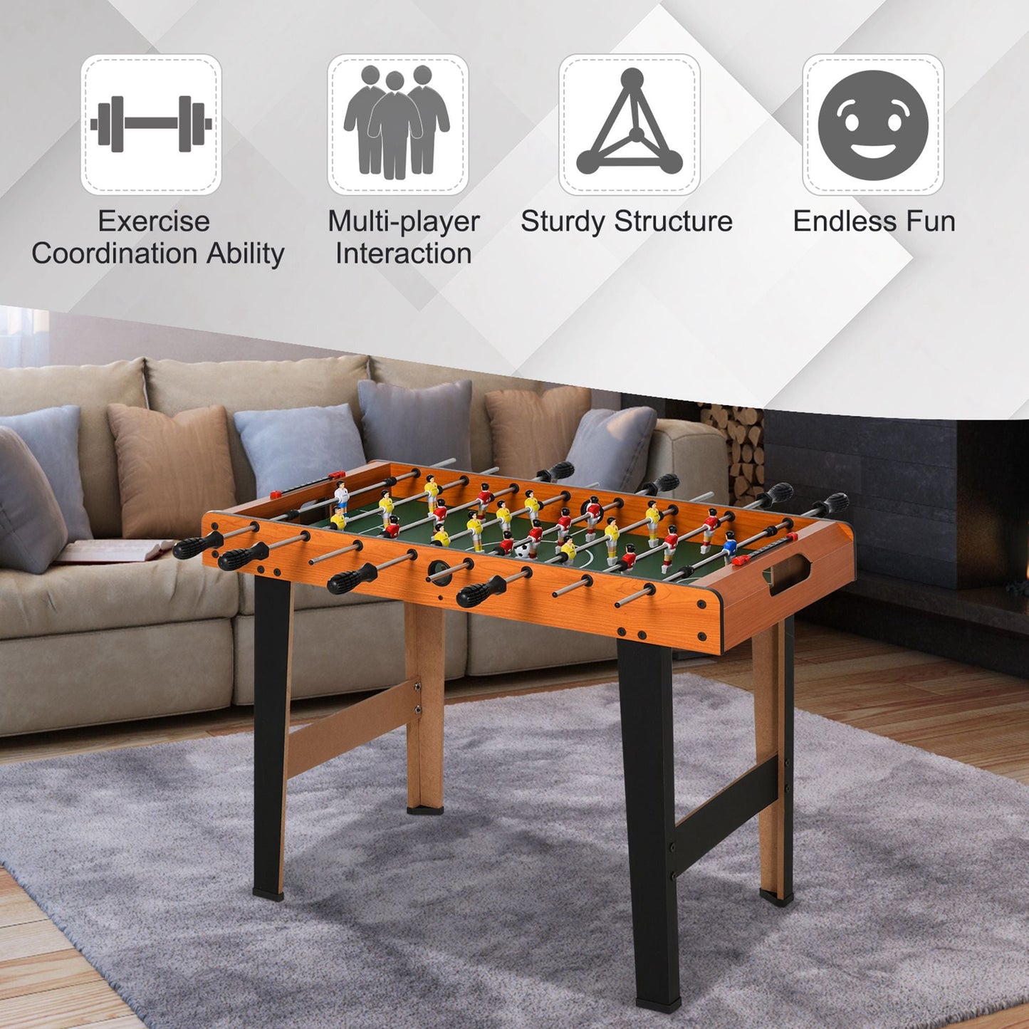 Foosball Game Table 84.5cm Wood Soccer Arcade Game Room