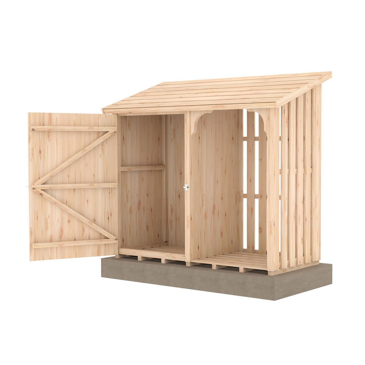 Shire Country 2' 5" x 5' 4" Pent Log Store - Classic 12mm Cladding Shiplap