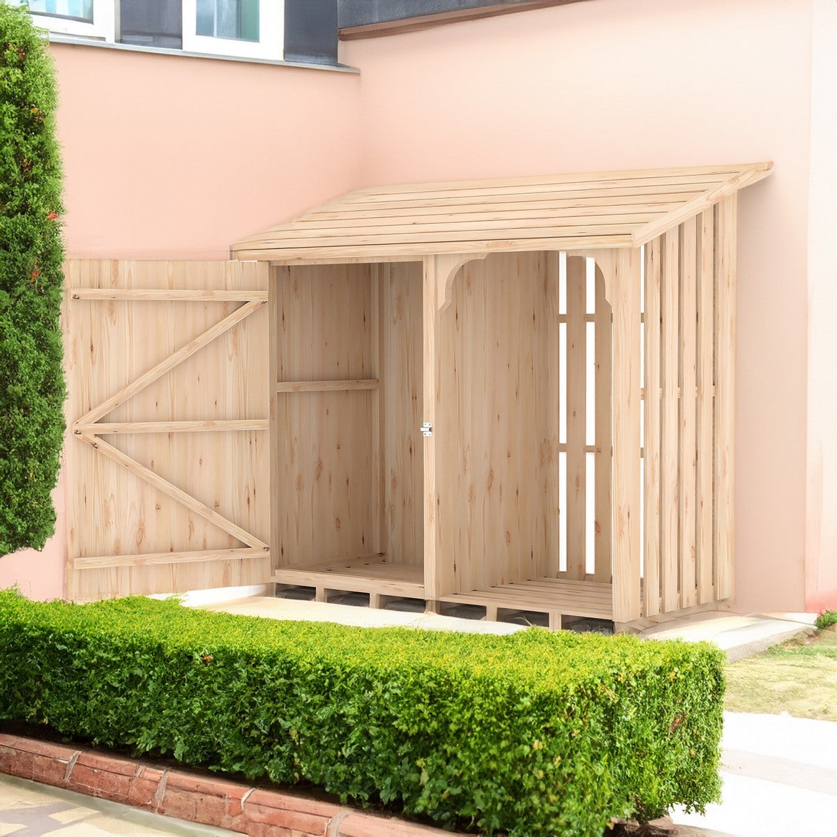 Shire Country 2' 5" x 5' 4" Pent Log Store - Classic 12mm Cladding Shiplap