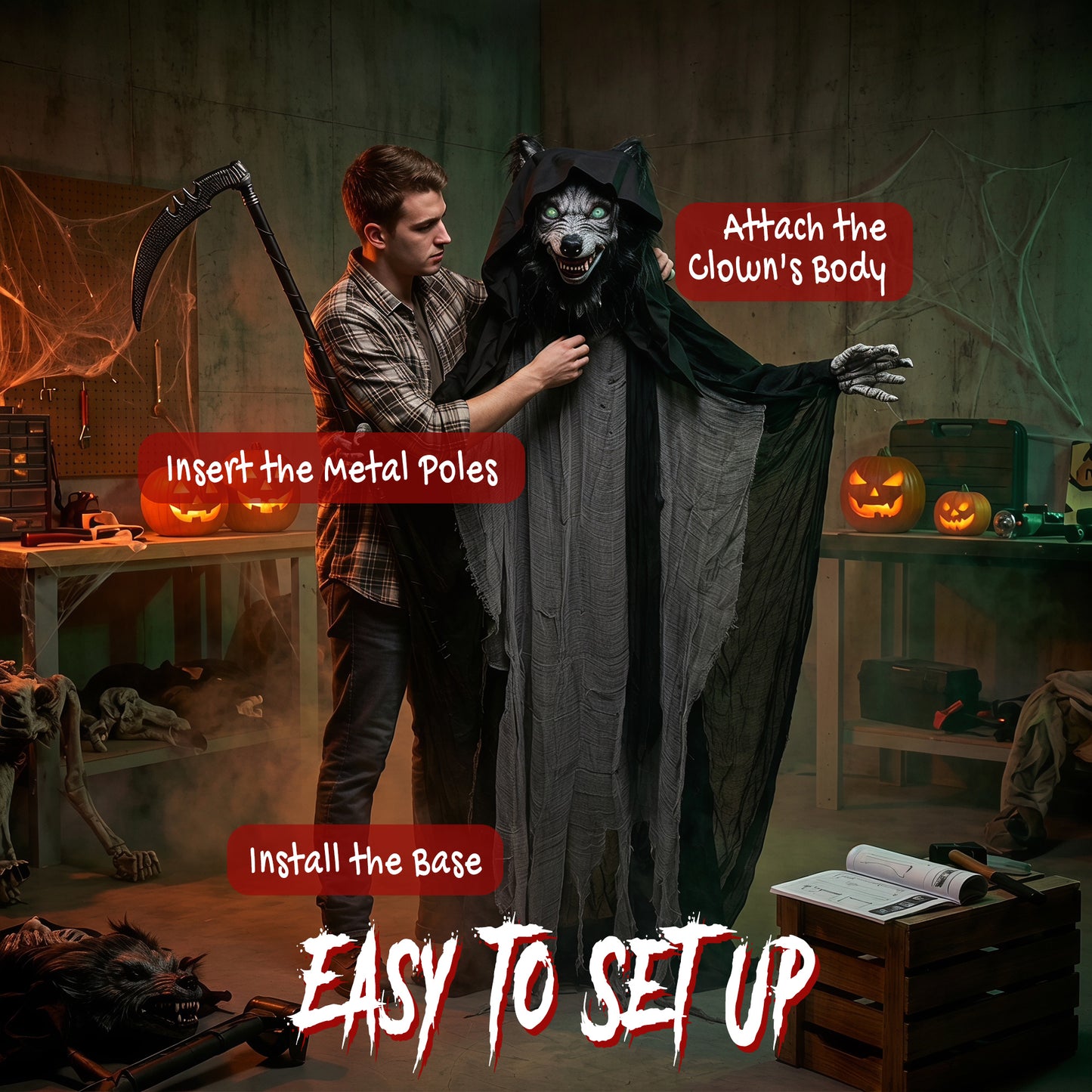 Animated Werewolf Halloween Decoration - 170cm